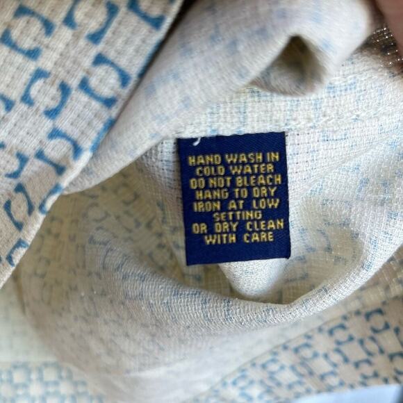 Toscano 100% Silk Shirt Size XL Button Down Micro Geometric Casual Loose Fit - Picture 5 of 10